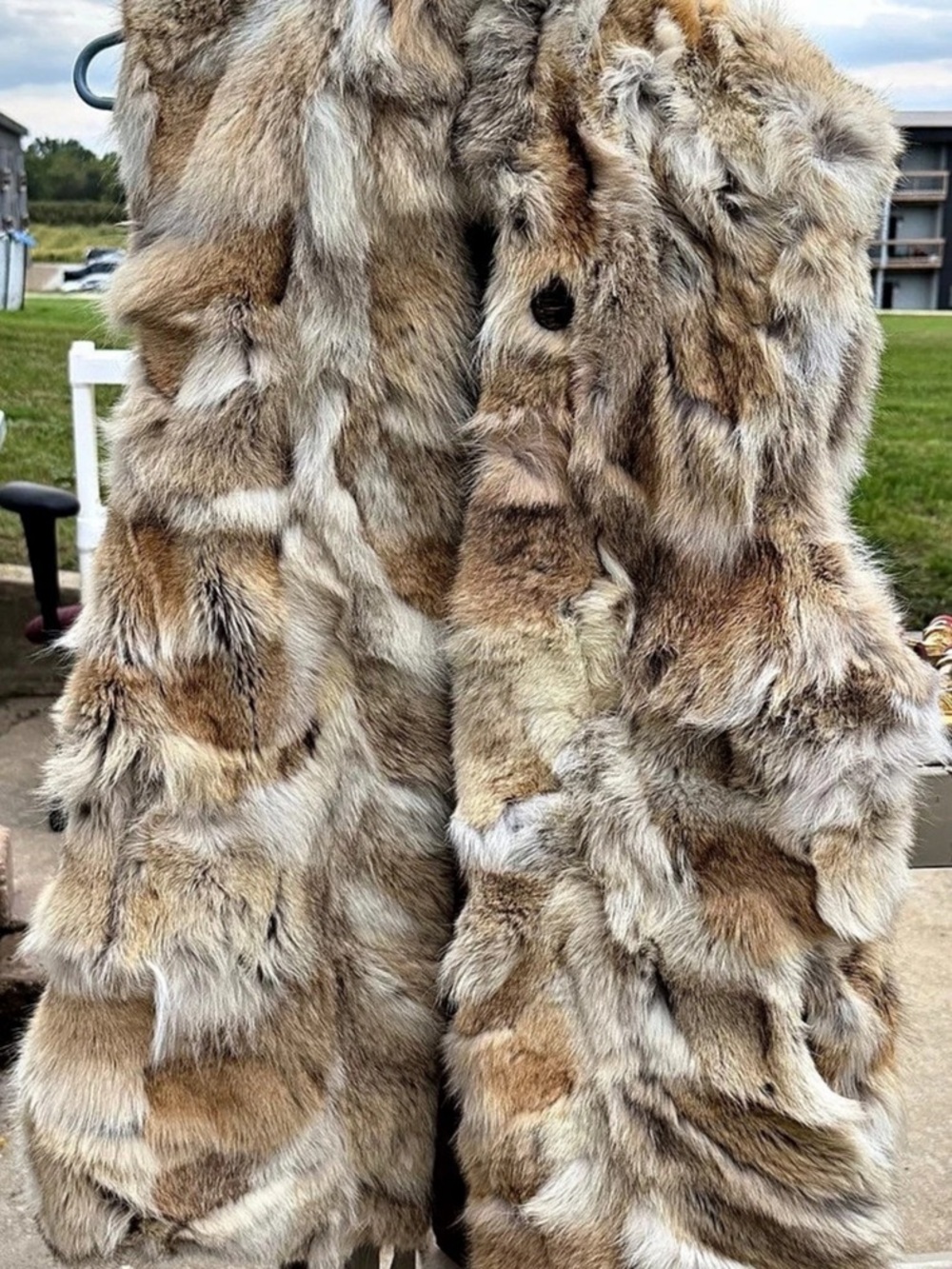 VTG Real Natural Coyote Pieces Fur Vest • Size Large • Made in Greece